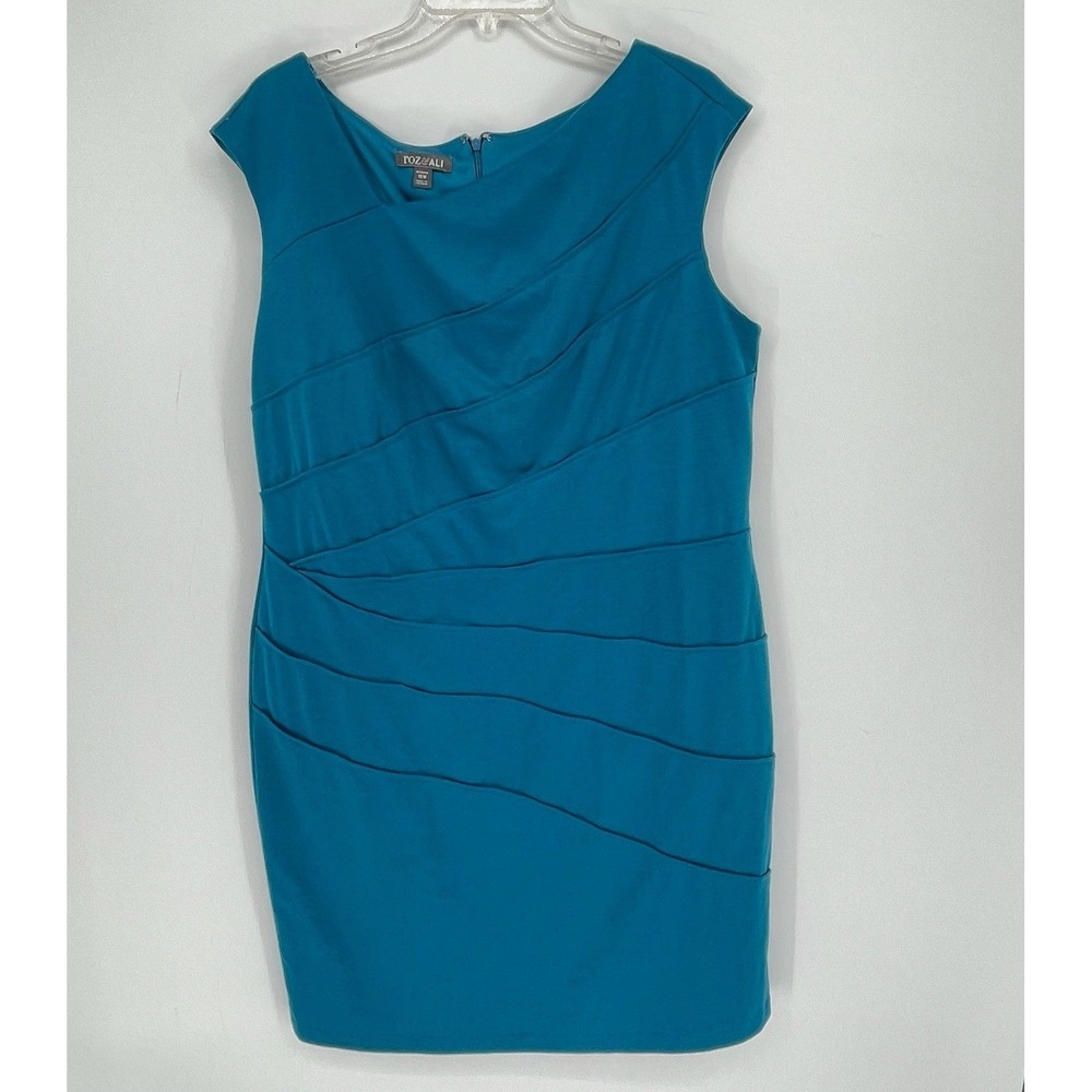 Roz & Ali Women's Teal Tiered Ruched Sleeveless Party Sheath Dress Plus Size 16W